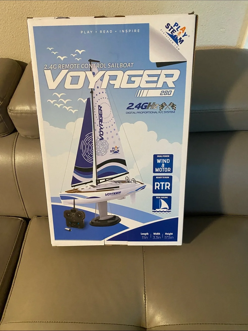 Voyager 280 Remote Control Sailboat - Blue & White